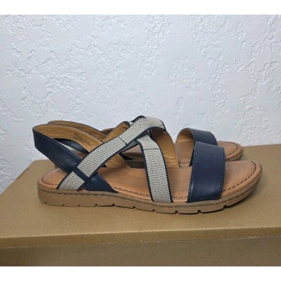 Born Phebe Leather Sandal Navy Combo Womans 8 M - Picture 2 of 4
